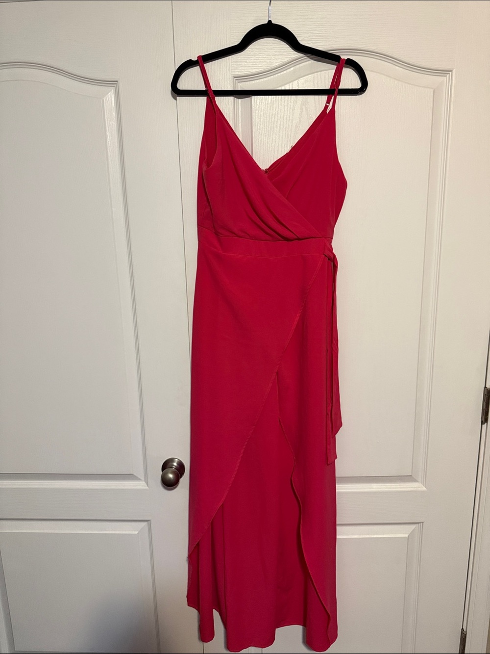 glam Hot Pink Wrap V-Neck Jumpsuit
